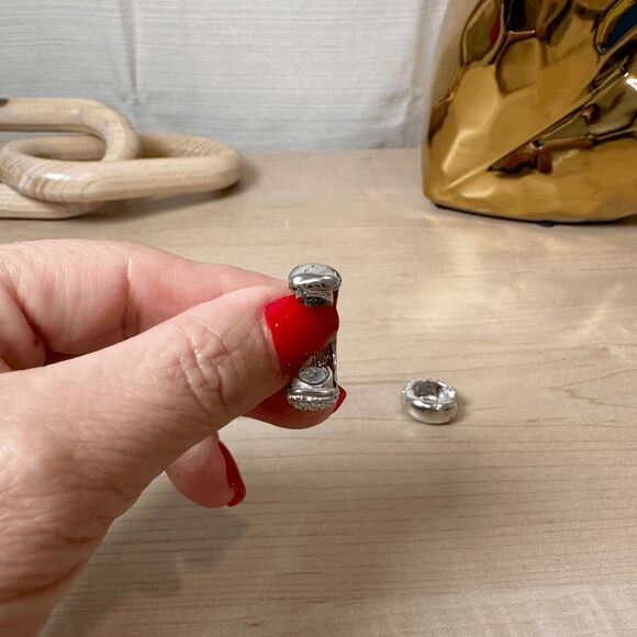 Rhinestone Silver Clip Magnetic Earrings - Picture 5 of 6